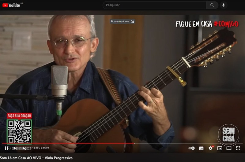 Lives foram uma das alternativas para a sobrevivência de artistas, como o violeiro Marcos Mesquita, durante a pandemia - Reprodução/Som Lá em Casa in concert