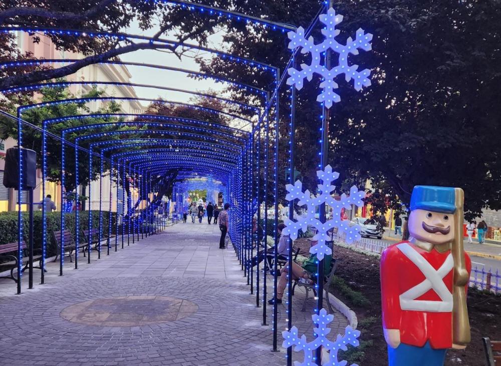 O túnel de led com 40 metros de extensão é um dos grandes atrativos do Natal Bento - Foto: NB Notícias