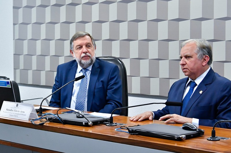 Arns e Izalci em reunião da Comissão de Educação na qual se discutiu o ensino domicilar - Waldemir Barreto/Agência Senado