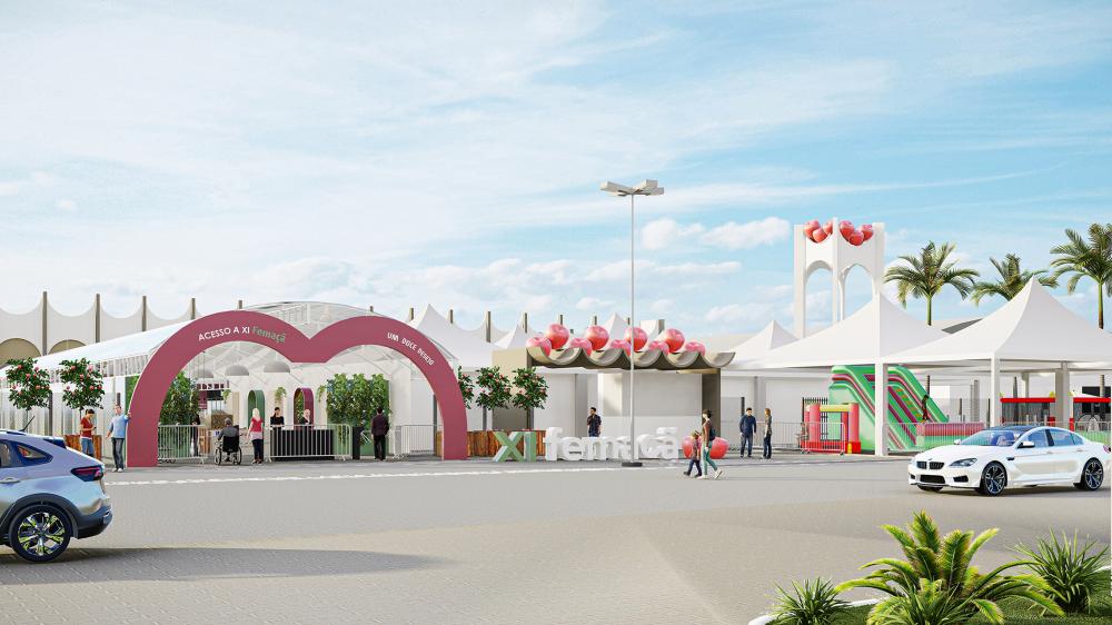 11ª edição do evento sairá das memórias tradicionais relacionadas à maçã e irá ao encontro do renascimento pós-pandemia. Femaçã ocorre em abril de 2023, em Veranópolis (RS). Crédito do 3D: Studio Norling/ Divulgação