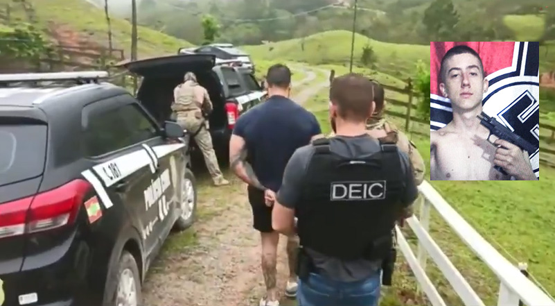 Saiuri Reolon foi preso durante encontro da célula neonazista em sítio no interior de Santa Catarina - Foto: Polícia Civil SC/Divulgação