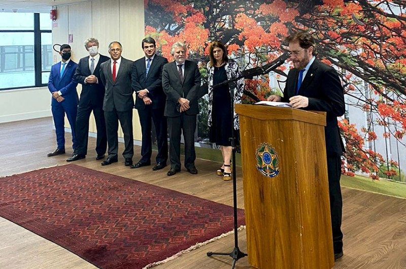 O ouvidor do Senado, Plínio Valério, discursa no evento de assinatura de parceria com a ouvidoria do TJDFT - TJDFT