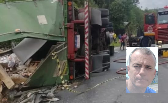 Motorista de Farroupilha morre em tombamento de caminhão em Santa Catarina