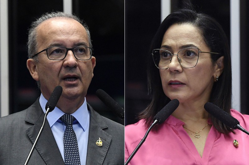 Jorginho Mello foi empossado governador de Santa Catarina e Mailza Gomes, vice-governadora do Acre. - Montagem/Agência Senado