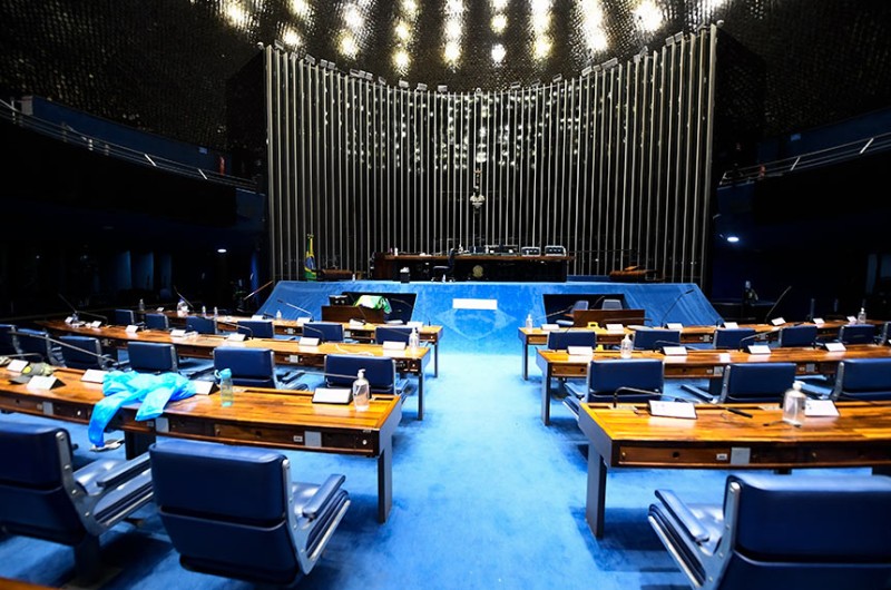 O Plenário do Senado foi um dos locais vandalizados no domingo - Jefferson Rudy/Agência Senado