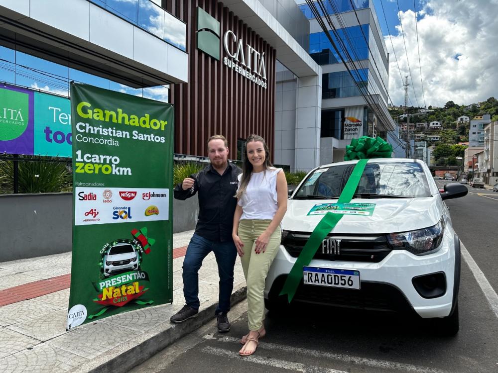 O cupom premiado foi preenchido por Daniela em nome do esposo Christian, que ficou surpreso quando recebeu a notícia. Crédito: Divulgação