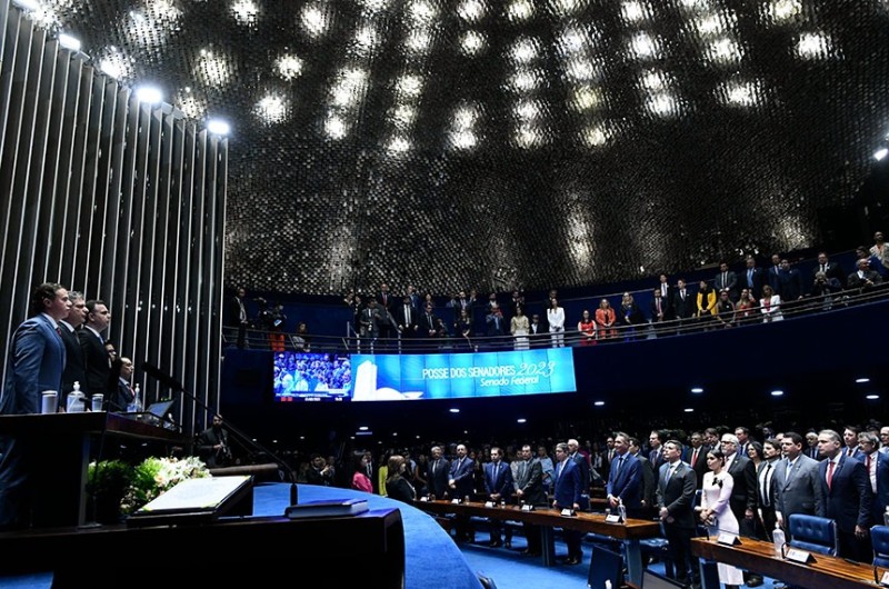 A cerimônia de posse dos 27 senadores eleitos em outubro ocorreu na tarde desta quarta-feira - Geraldo Magela/Agência Senado