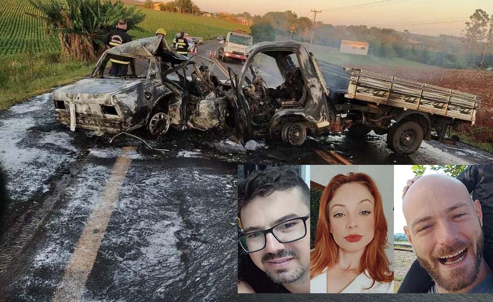 Marcio Adam, Djenifer Quevedo e Chales Kist (foto menor) estão sendo velados juntos em Santo Cristo na tarde deste domingo - Foto: Donato Henen/Divulgação