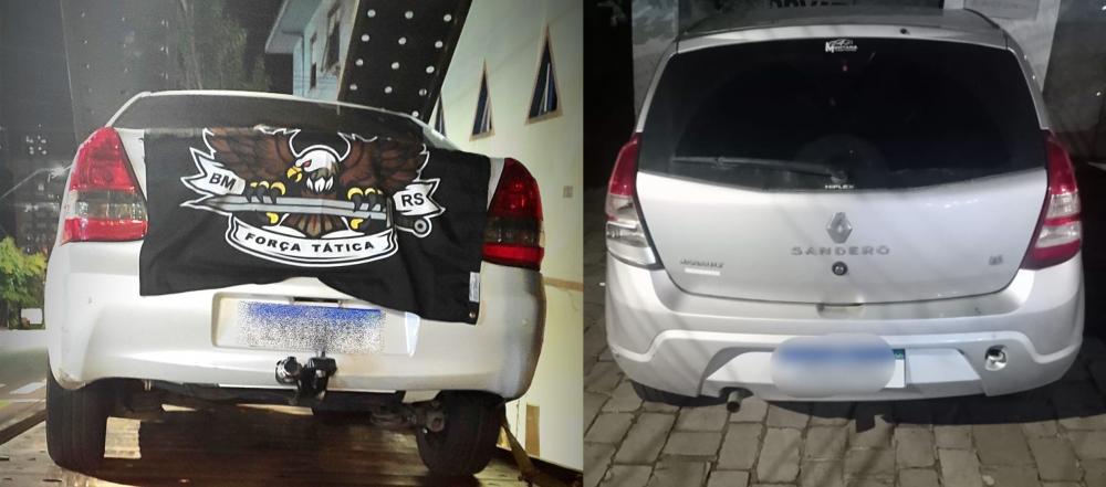 O veículo Toyota/Etios foi roubado em Caxias do Sul ainda em janeiro e o Renault/Sandero foi roubado em Viamão no dia 07 de fevereiro. Crédito: Divulgação 