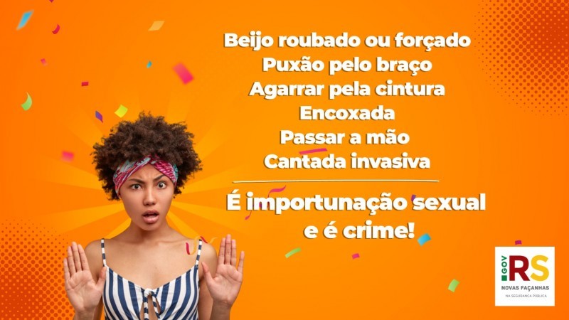 Card de conscientização sobre o problema do assédio no carnaval