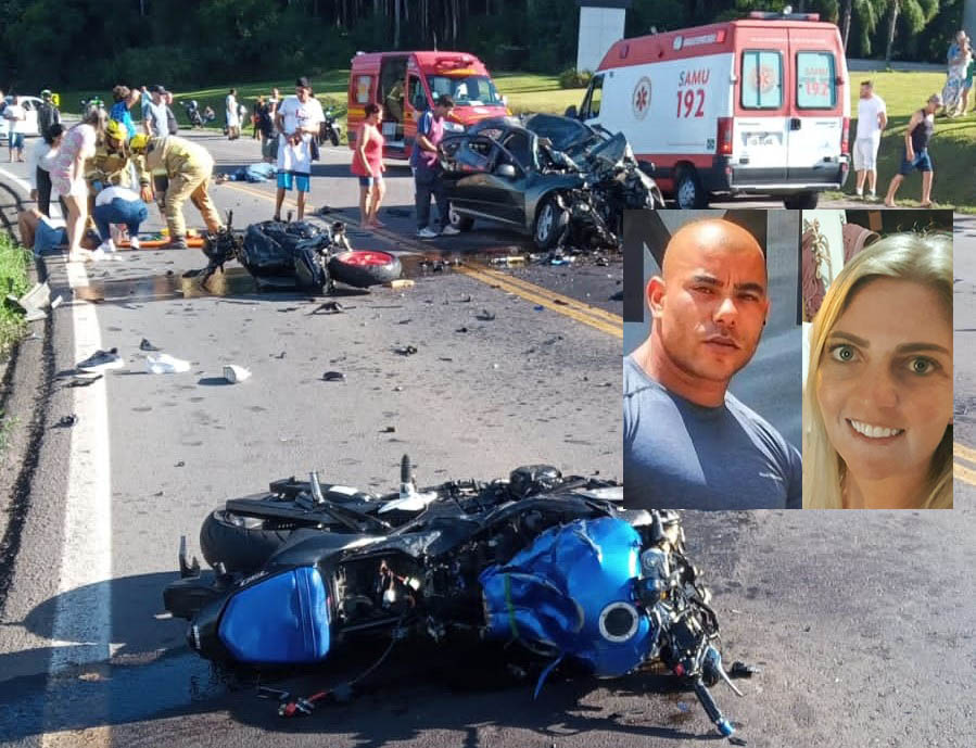 João Paulo da Silva e Caroline Kammler estavam na motocicleta Suzuki - Foto: Divulgação