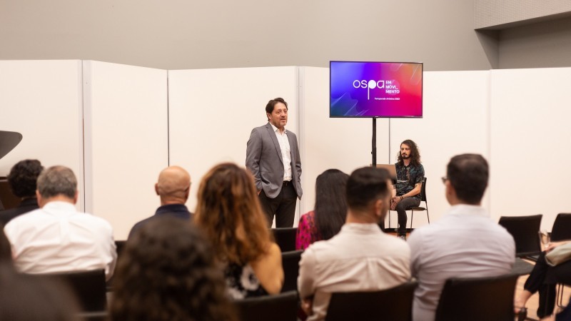 No evento de lançamento, maestro Evandro Matté ressaltou a importância de a música de concerto atingir novos públicos -Foto: Vitória Proença/Ascom Ospa