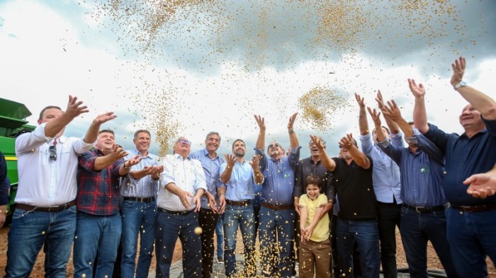 A abertura da colheita foi realizada na lavoura da Agropecuária Coxilha Bonita -Foto: Gustavo Mansur/Secom