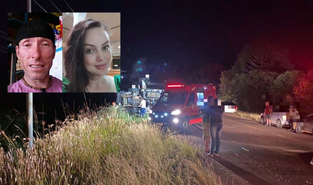 Paulo Adriano Jacobs e Eliane Scariot (fotos menores) foram as vítimas fatais do acidente (Foto: Diego Camargo/Portal Tchê)