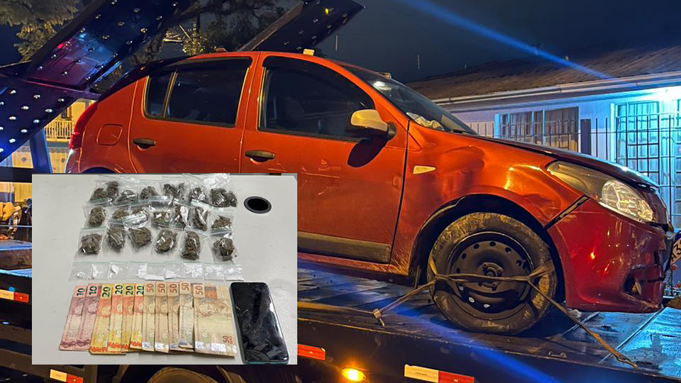 Homem é preso com carro roubado e drogas no bairro Licorsul