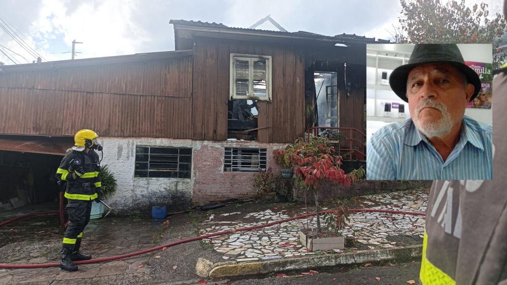 José Carlos Rizzoto, de 70 anos, ficou preso em meio ao fogo e por isso, não conseguiu sair e se salvar. Crédito (foto de fundo): Eduardo Cover Godinho/Rádio Aurora