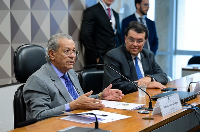 O presidente do conselho, Jayme Campos, e o vice, Eduardo Braga - Foto: Pedro França/Agência Senado