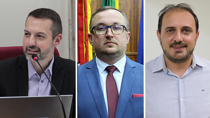 Os presidentes Rafael Pasqualotto (PP), Felipe Xavier (PDT) e Cássio Fachi (PP) comentam sobre o assunto. Crédito: Divulgação