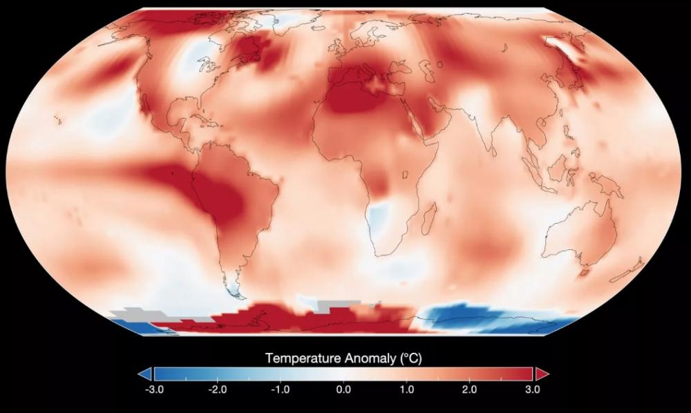 Mapa de anomalia de temperatura em julho no planeta. Crédito: GISS/NASA 