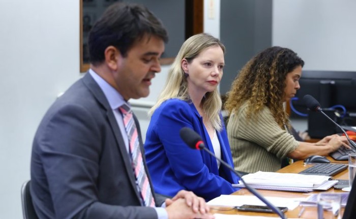 O relator e a coordenadora (C) do grupo de trabalho em reunião nesta terça - (Foto: Vinicius Loures / Câmara dos Deputados)