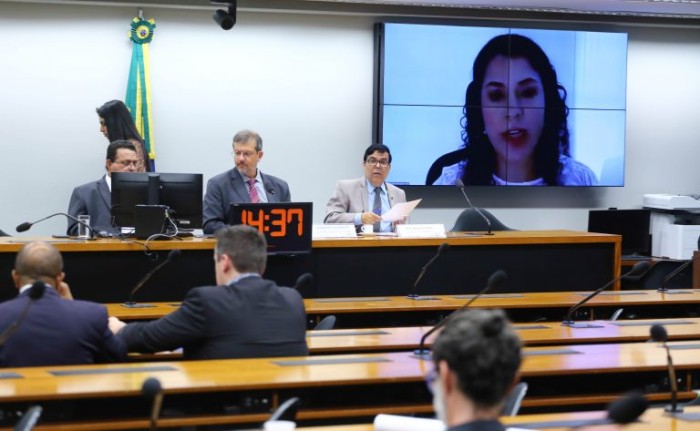 Comissão reunida para discutir o projeto, no telão a procuradora Luísa Rodrigues - (Foto: Vinicius Loures/Câmara dos Deputados)
