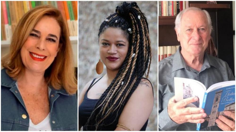 Mary Del Priore, Ryane Leão e Geraldo Farina estão na programação da Feira do Livro desta sexta (06). Crédito: Divulgação