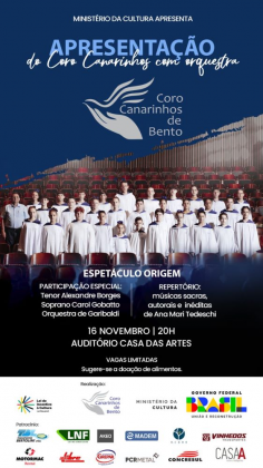 Coro Canarinhos se apresenta com convidados especiais nesta quinta (16)