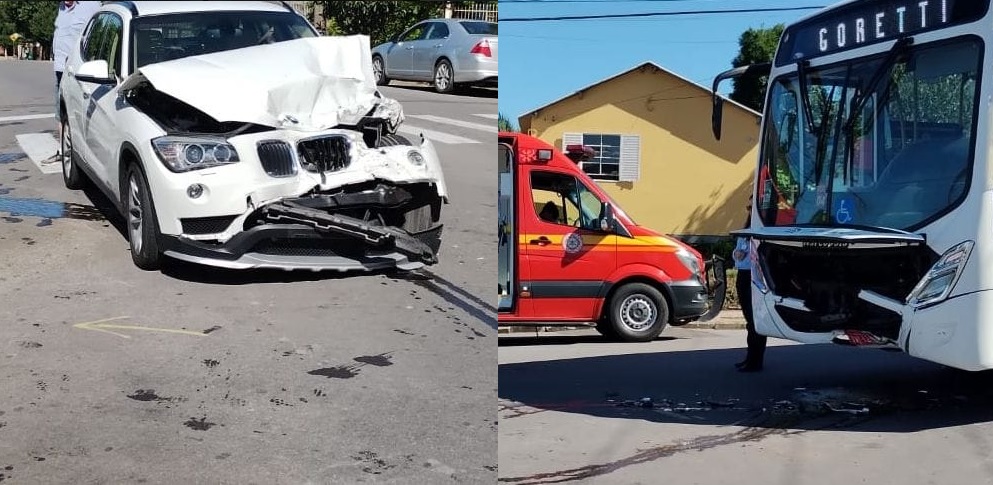 Acidente entre carro e ônibus é registrado no bairro Cohab, em Bento Gonçalves