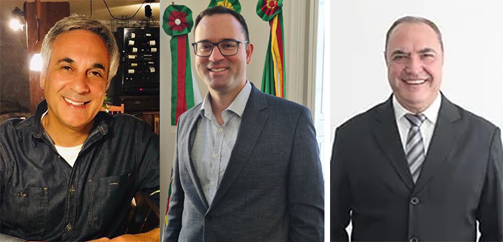 Prefeito Diogo (centro) nomeou como secretários Volnei Tesser (esquerda) do Cidadania e Jumir Carvalho (direita) do União Brasil - Fotos: Divulgação