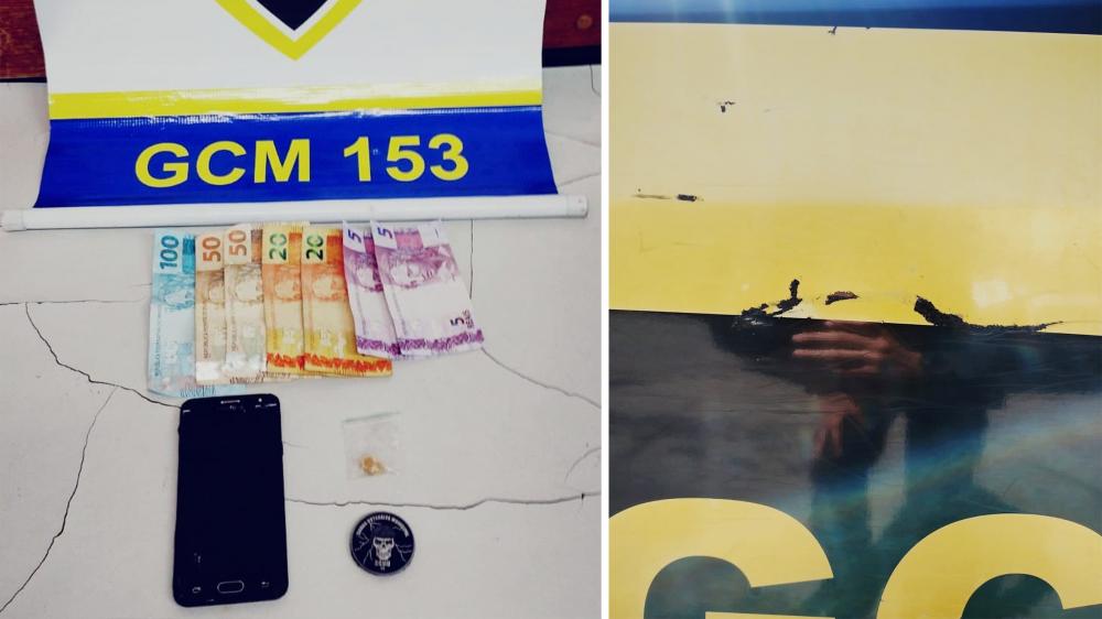 Homem é preso após ser flagrado com drogas e atirar pedras contra viatura da GCM