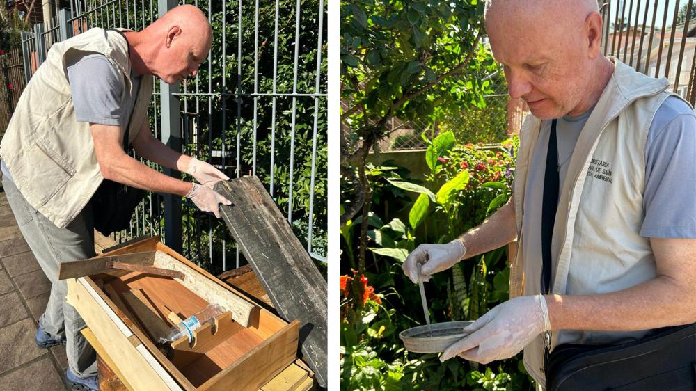 Agentes da Vigilância Sanitária estão realizando diversas visitas nos bairros para conferir possíveis focos do mosquito. Crédito: Divulgação