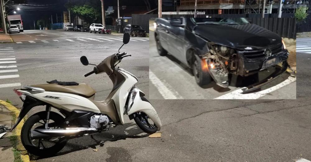 Homem fica ferido em colisão entre moto e carro em Bento Gonçalves