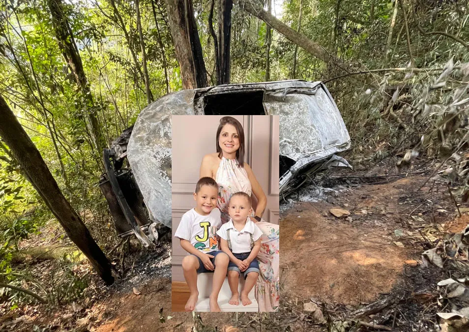 Edinéia e os dois filhos foram encontrados carbonizados dentro do automóvel - Foto: Divulgação