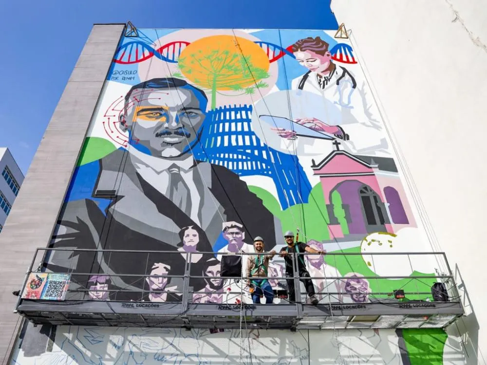 Pintura gigante homenageia os 100 anos do Hospital Tacchini