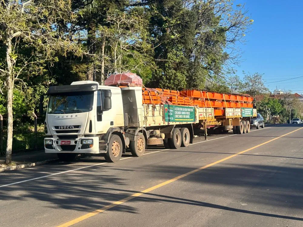 Estruturas da ponte entre Cotiporã e Bento Gonçalves já chegaram