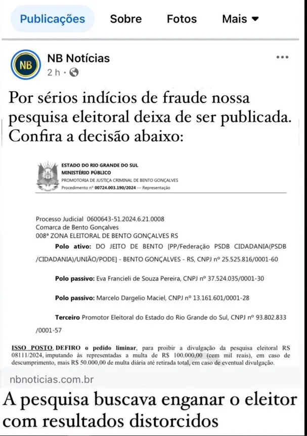 Marca do NB é usada nas redes sociais com o objetivo de enganar eleitores