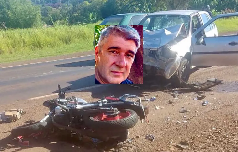 Homem morre após grave acidente envolvendo motocicleta e automóvel