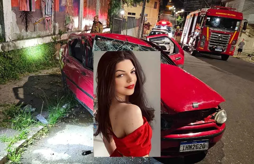 Angélica (foto menor) não resistiu à gravidade dos ferimentos sofridos no acidente - Foto: Corpo de Bombeiros/Divulgação