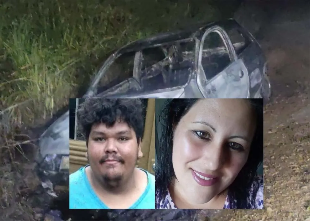 Casal é morto a tiros e veículo é incinerado por criminosos