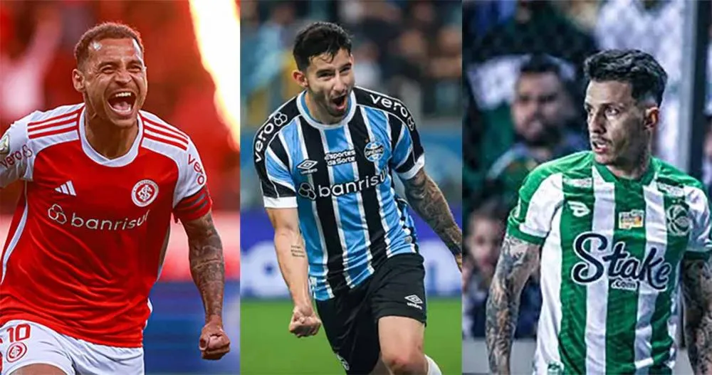 Alan Patrick, Villasanti e Jean Carlos são armas de Inter, Grêmio e Juventude - Fotos: Reprodução/Especial