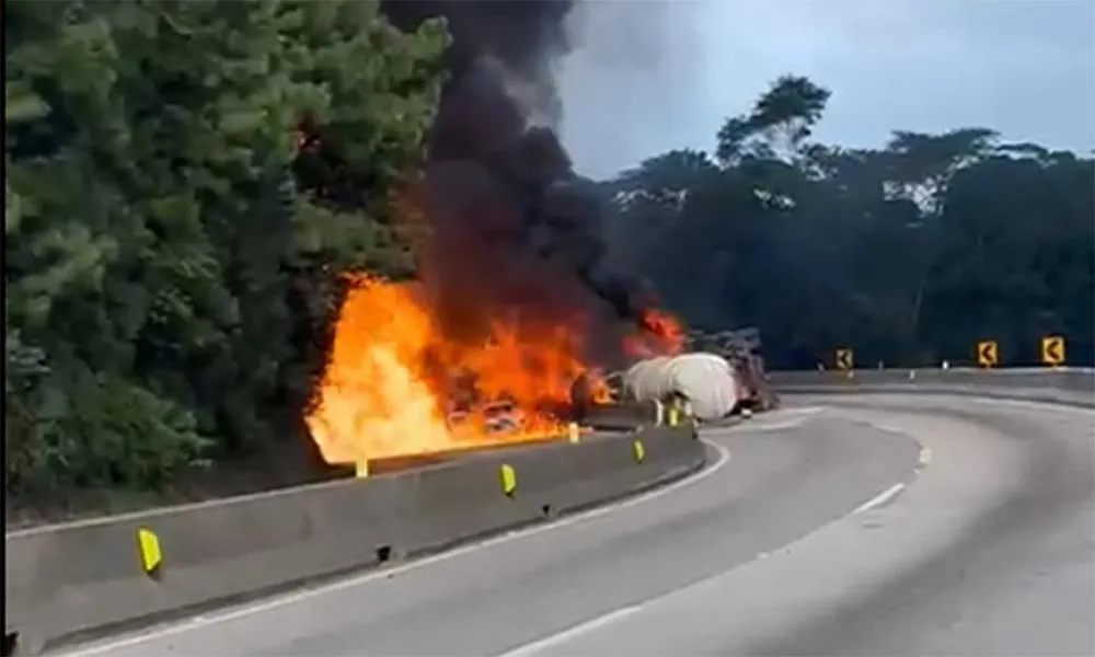 Carreta explode e interdita a BR-101 em Santa Catarina